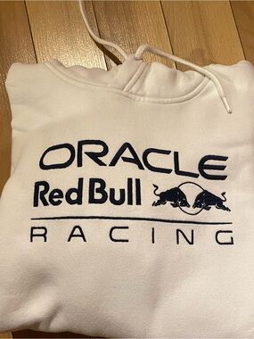 Hollister White Hoodie with Navy Blue Oracle Red Bull Racing Logo